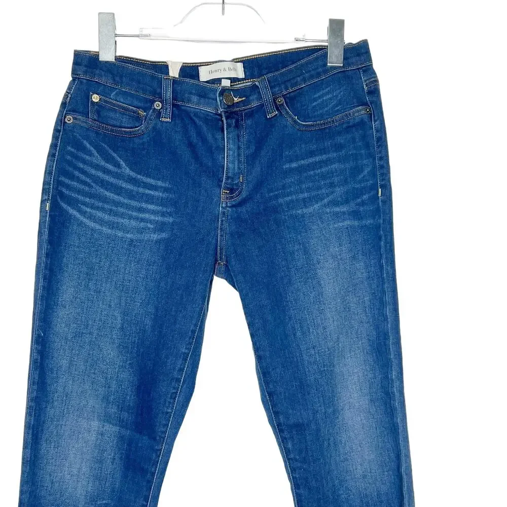 HENRY & BELLE Ideal Crop Skinny Jeans Cuffed Mid Rise Medium Wash Denim Size 31